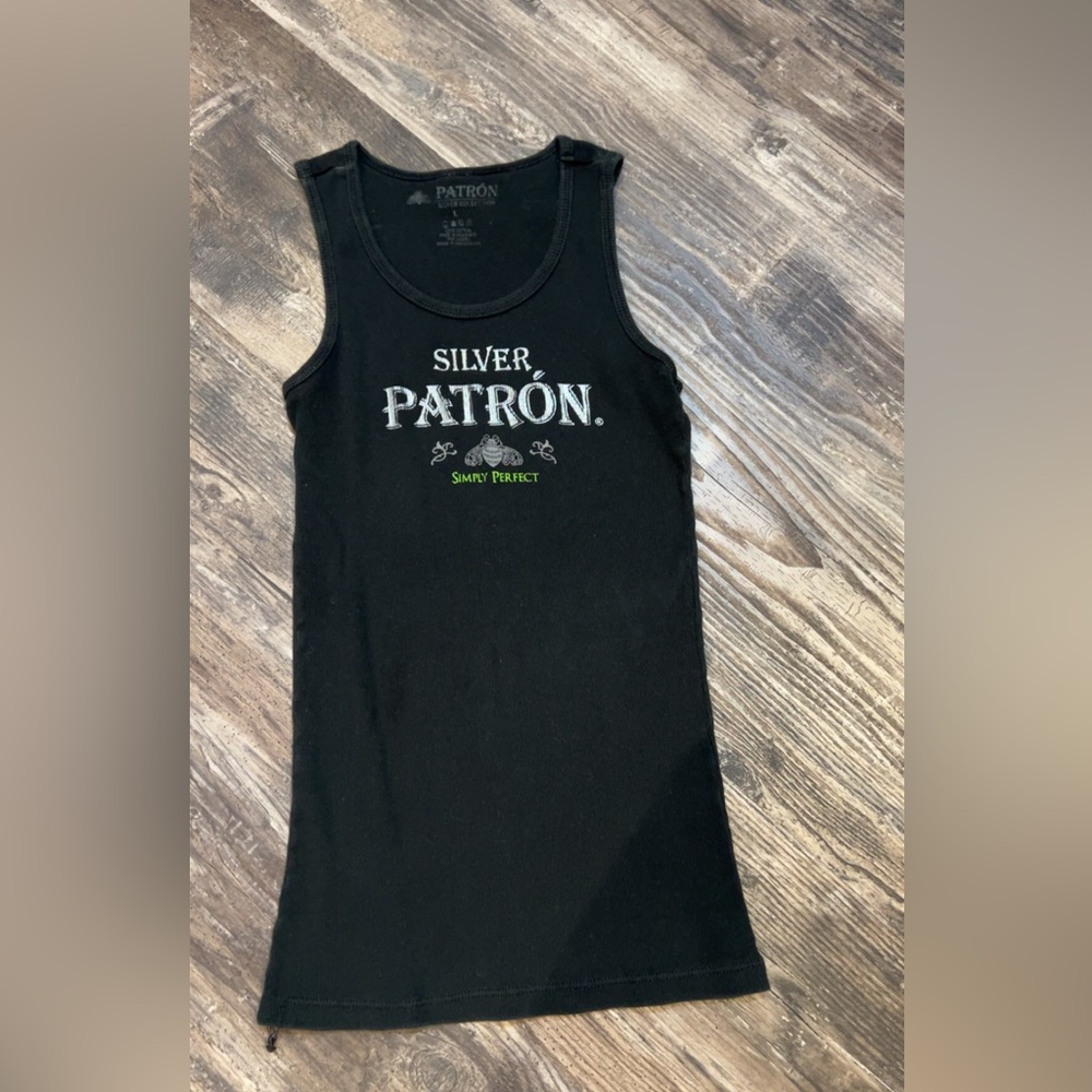 Silver Patrón Black Tank Top